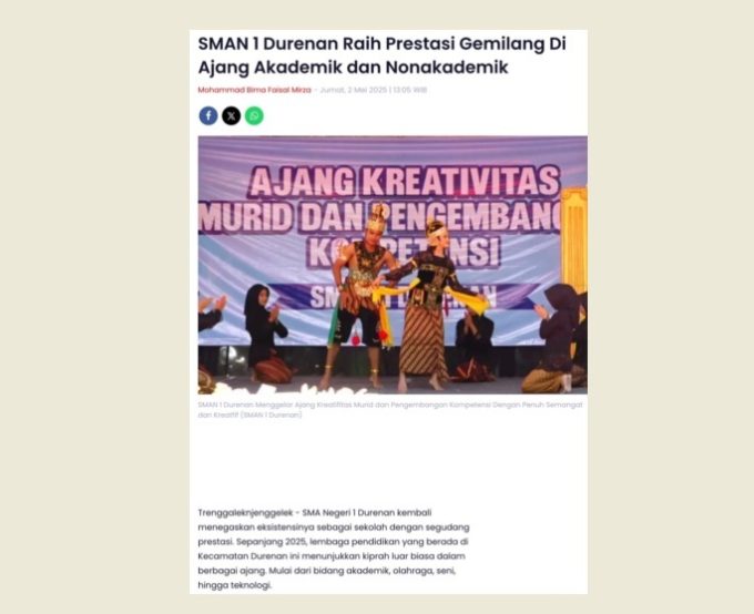 SMAN 1 Durenan Raih Prestasi Gemilang Di Ajang Akademik dan Nonakademik